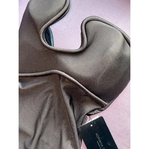ADRIANA DEGREAS Waves Strapless One Piece Swimsuit in Coffee Medium New Womens